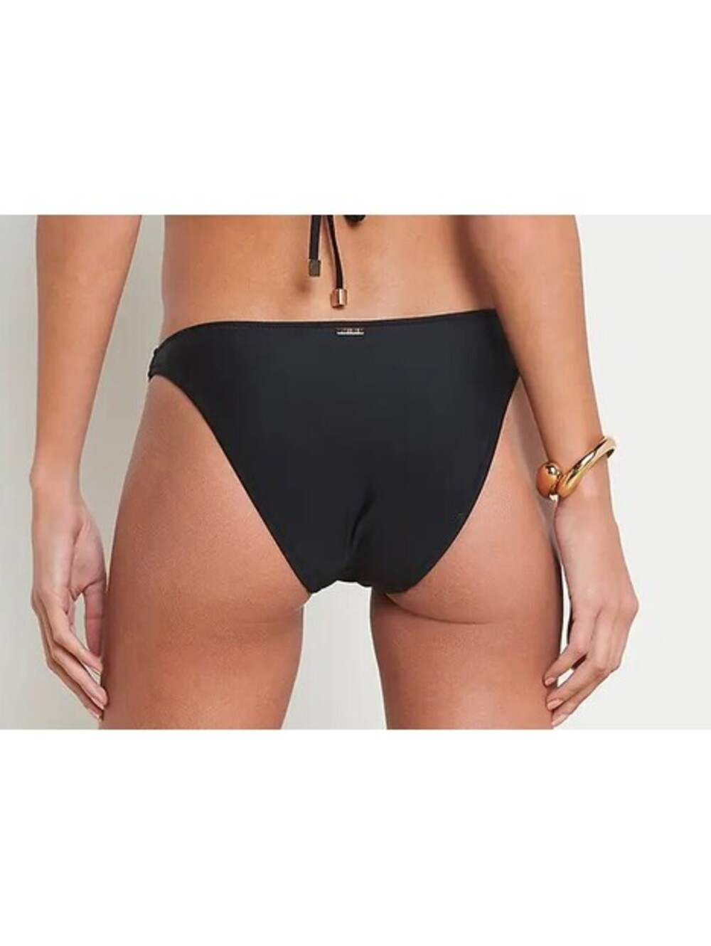 NWT L'AGENCE Jean Hipster Bikini Bottoms Black Solid Classic Mid Rise Swim M